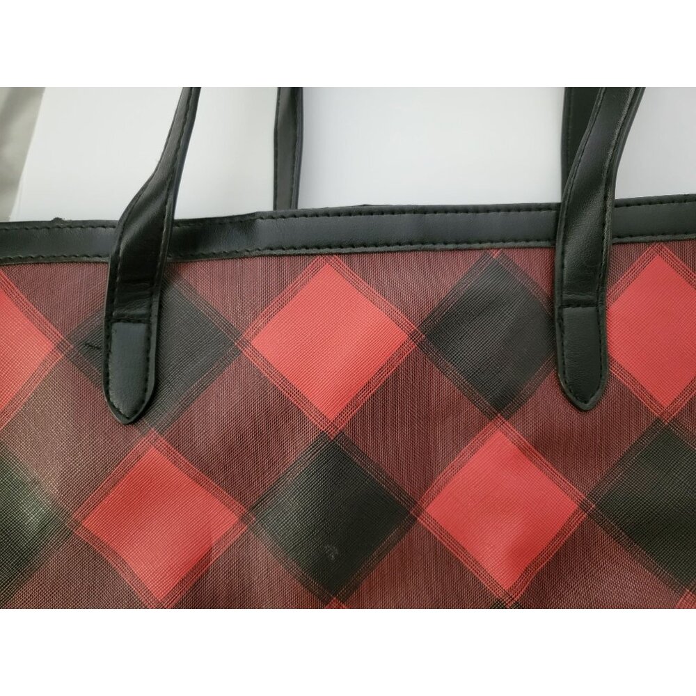 Victorias Secret Red & Black Plaid Tote Bag - Picture 11 of 15